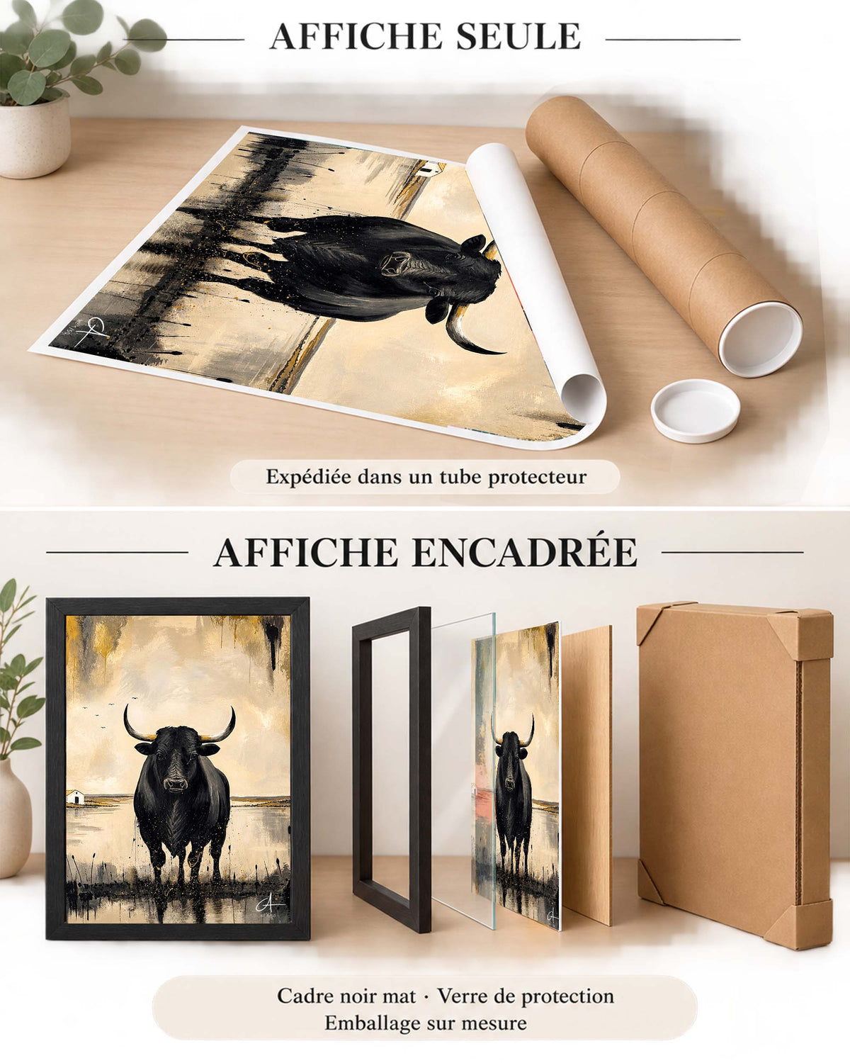 Taureau de Camargue 70 x 50 cm