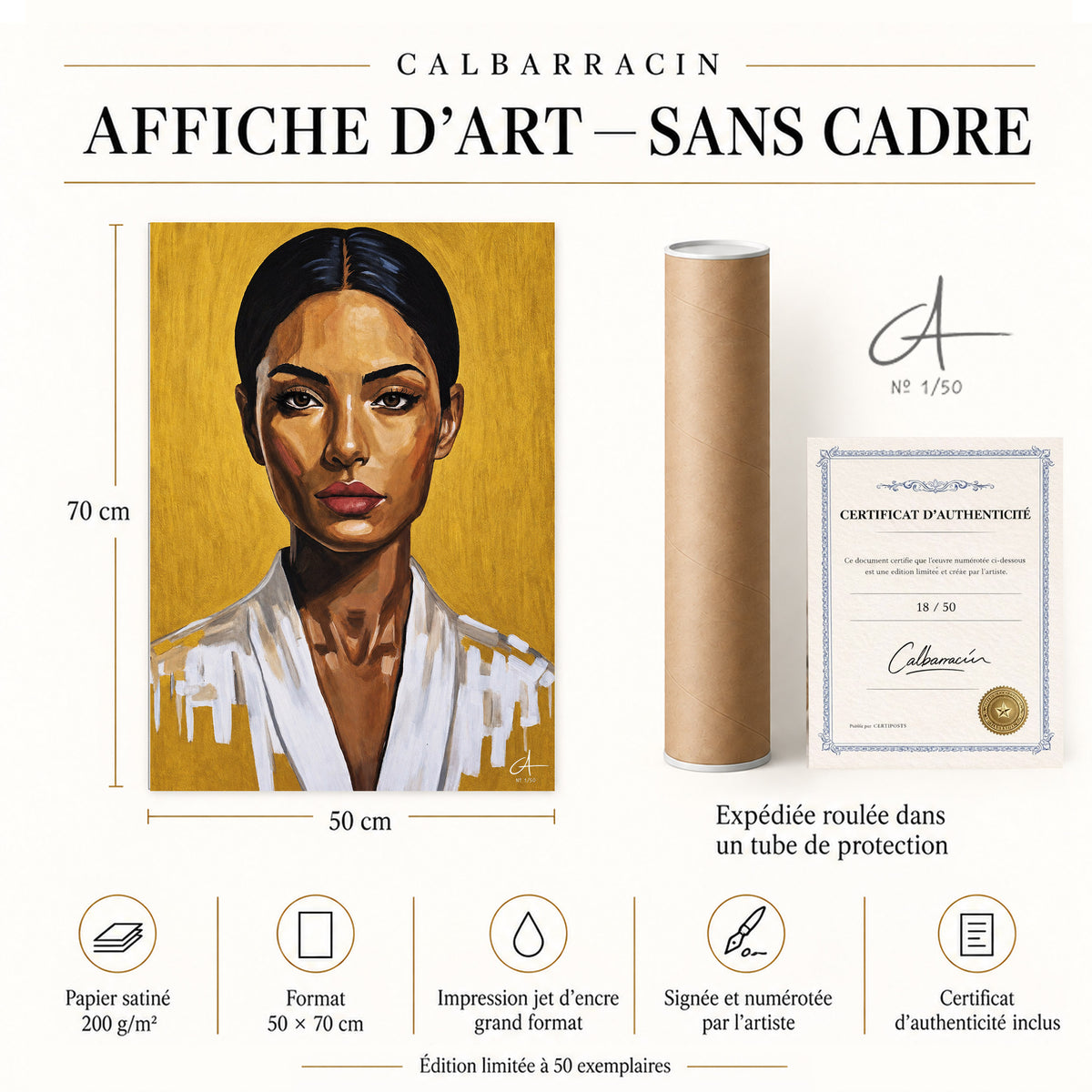 Portrait doré 70 x 50 cm