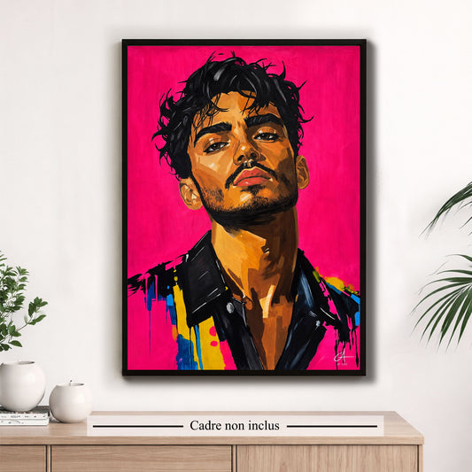 Portrait homme rose 50 x 70 cm