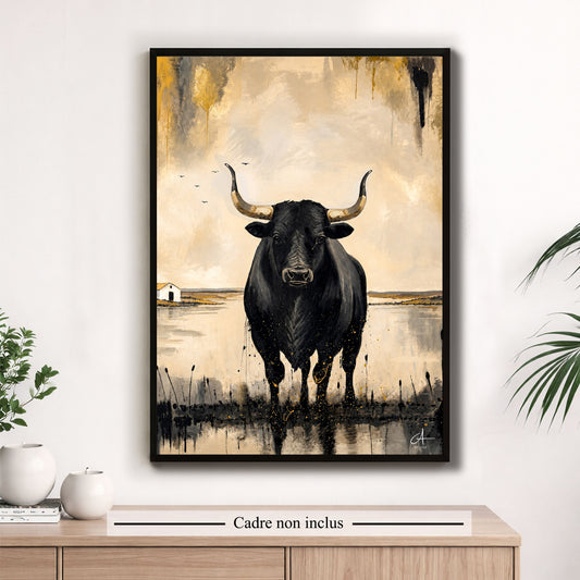 Taureau de Camargue 70 x 50 cm