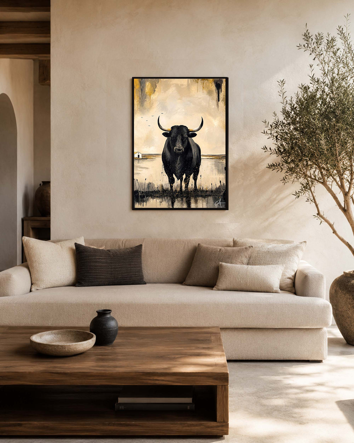 Taureau de Camargue 70 x 50 cm