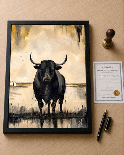 Taureau de Camargue 70 x 50 cm