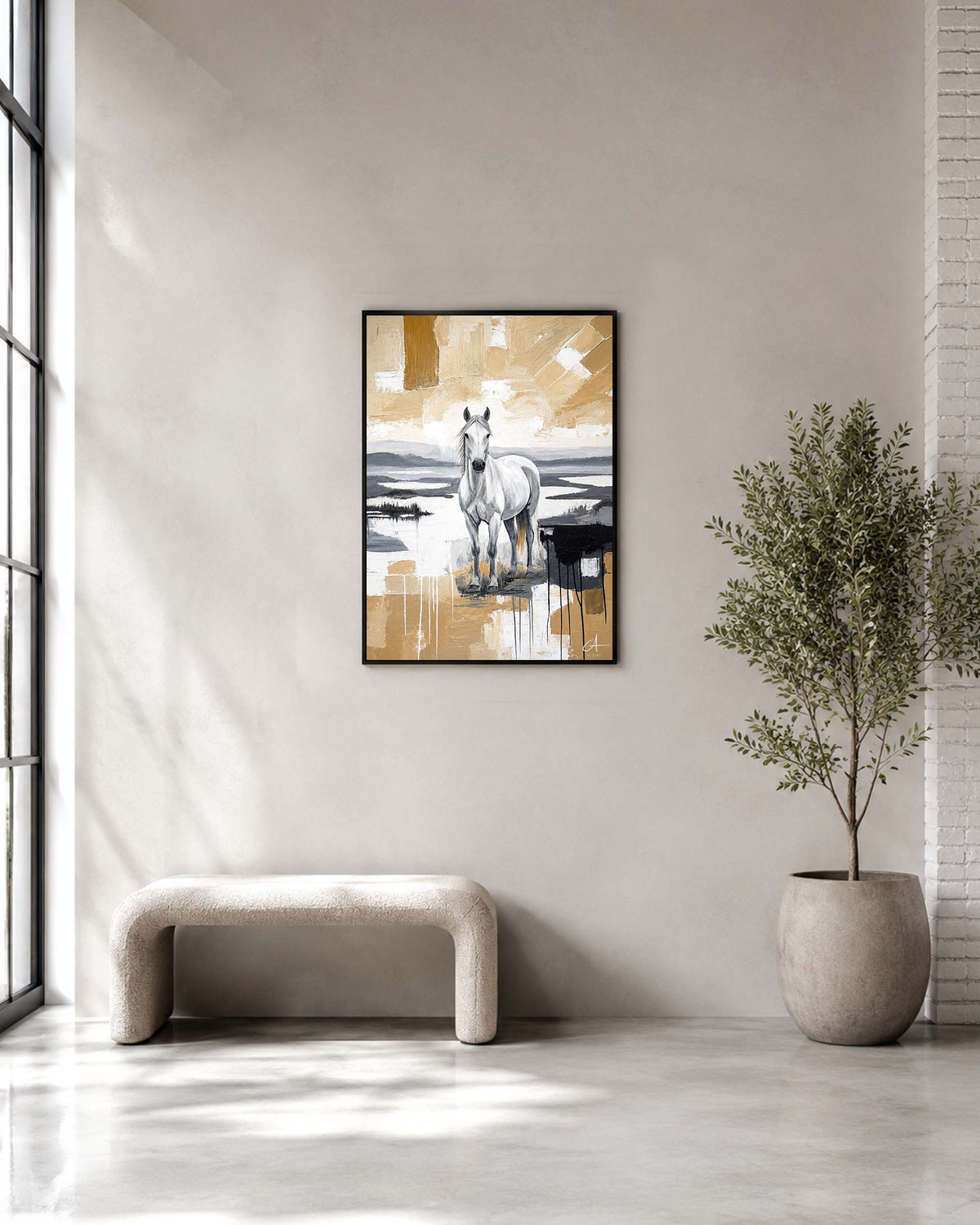 Cheval de Camargue 70 x 50 cm