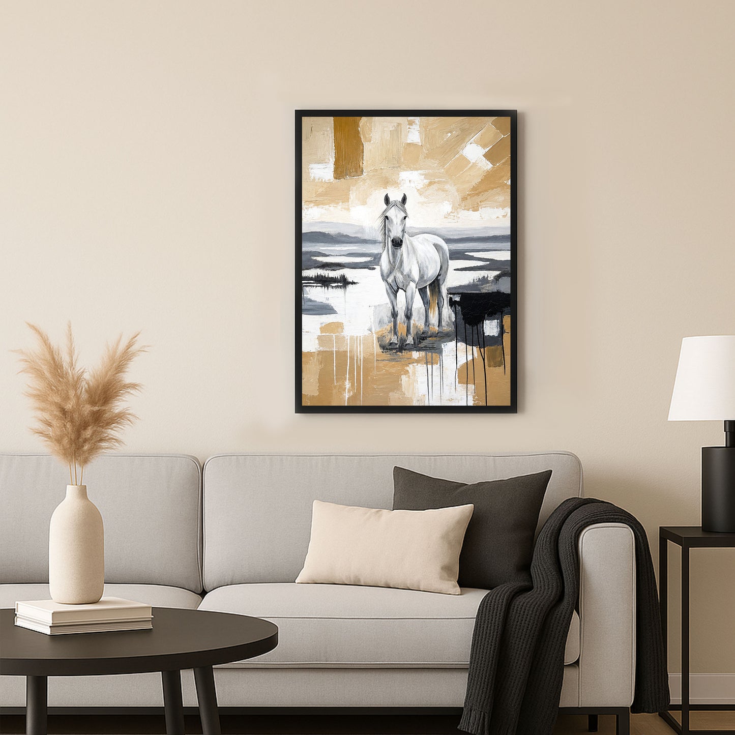 Cheval de Camargue 70 x 50 cm