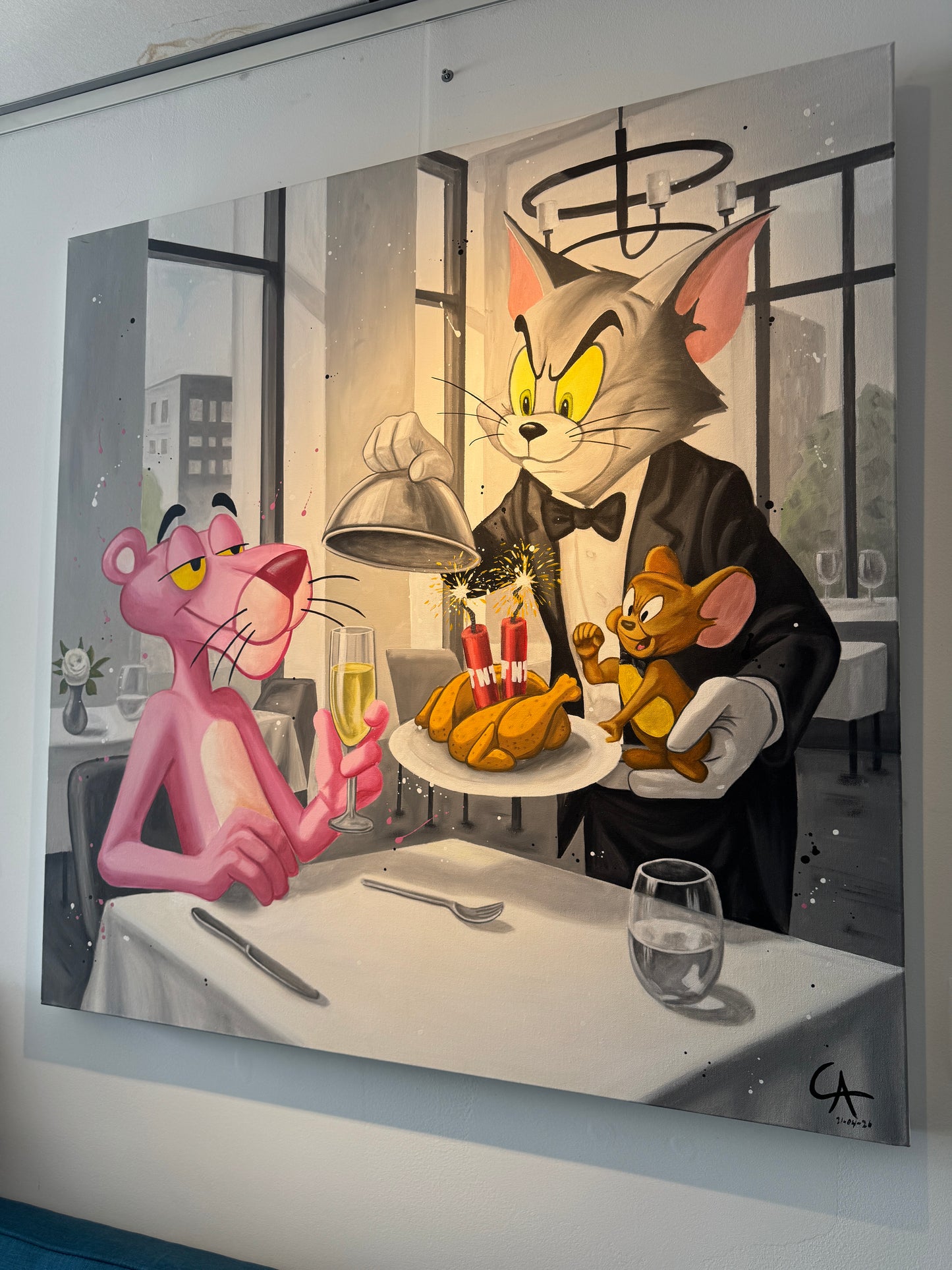 Cauchemar au restaurant 100 x 100 cm