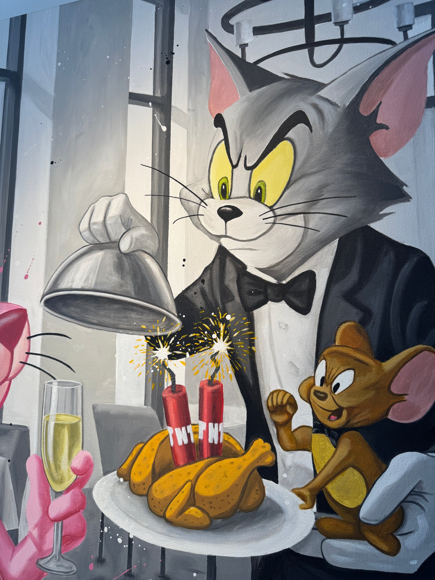 Cauchemar au restaurant 100 x 100 cm