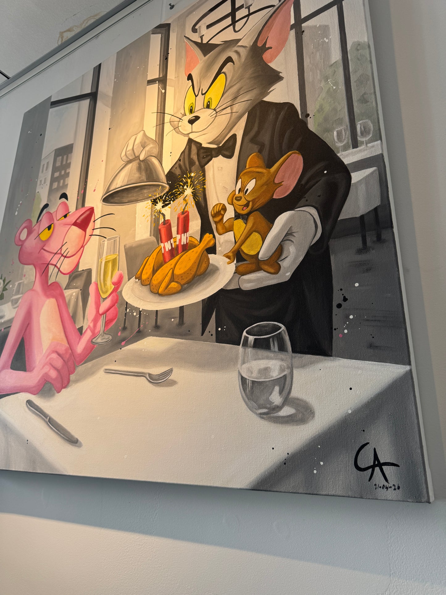 Cauchemar au restaurant 100 x 100 cm