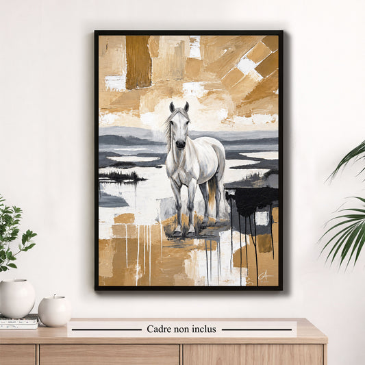 Cheval de Camargue 70 x 50 cm