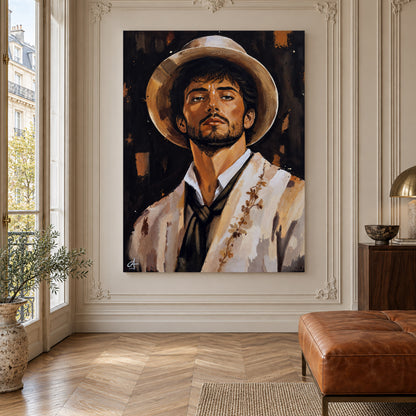 Le Gardian dans un salon lumineux aux moulures blanches, simulation décorative.