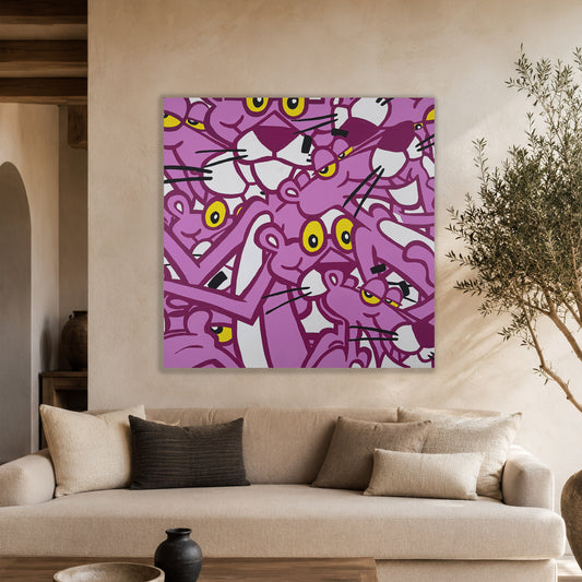 Peinture originale — La Panthère Rose  100 x 100 cm — Calbarracin — présentation B