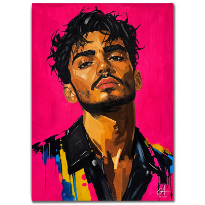 Portrait homme rose 50 x 70 cm