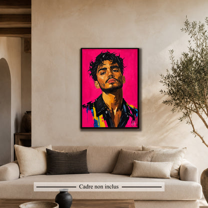 Portrait homme rose 50 x 70 cm