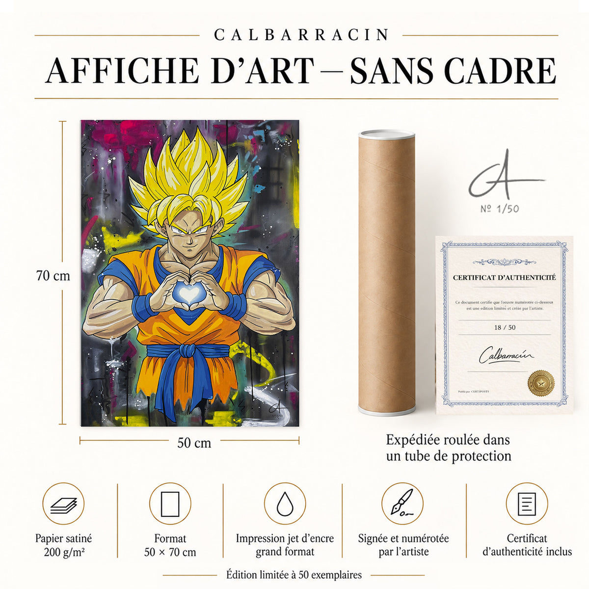 Affiche seule sans cadre — Super Saiyan Urban Street 70 x 50cm — Calbarracin — présentation F [AS]
